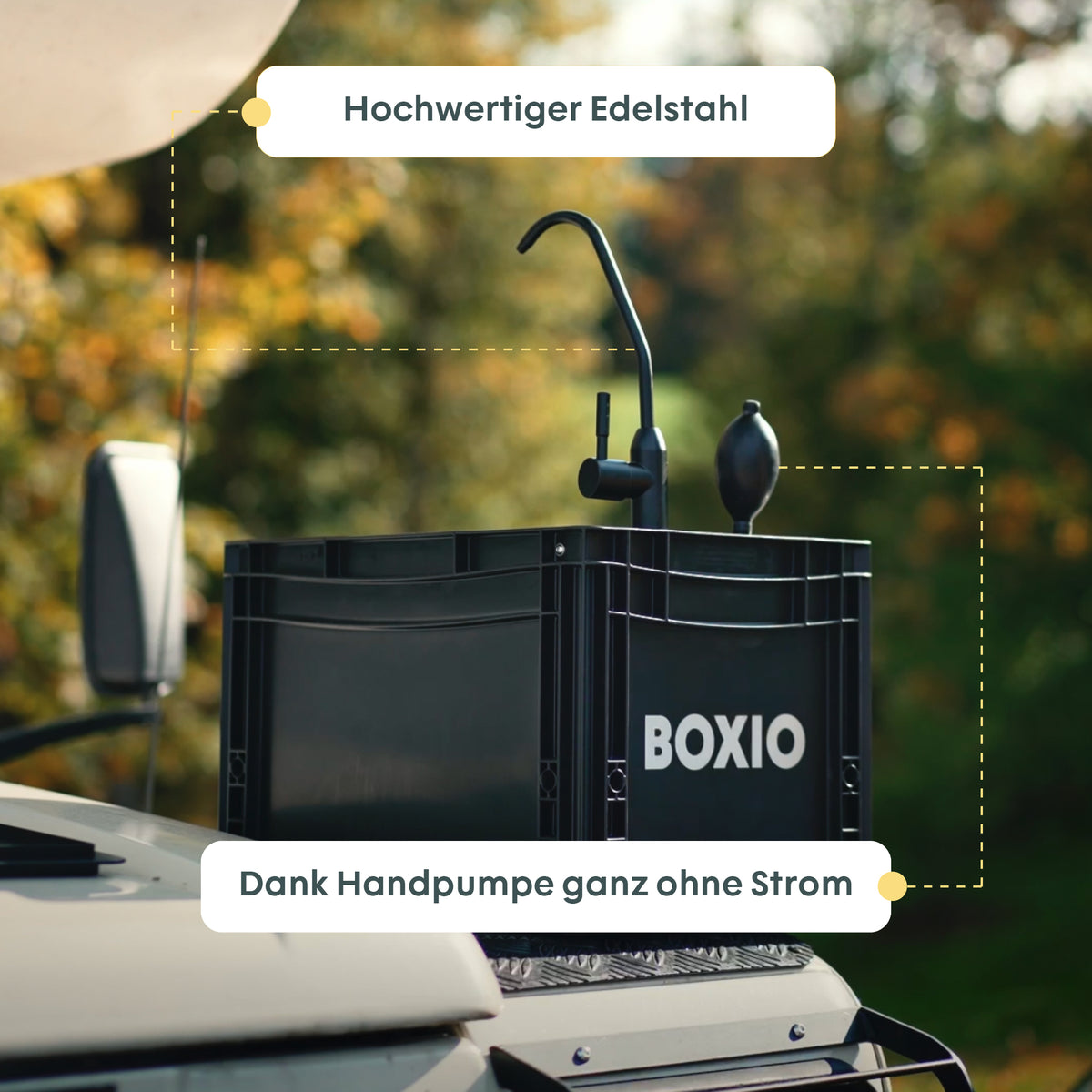 BOXIO WASH XL PLUS I Lavabo da campeggio portatile XL con doccetta