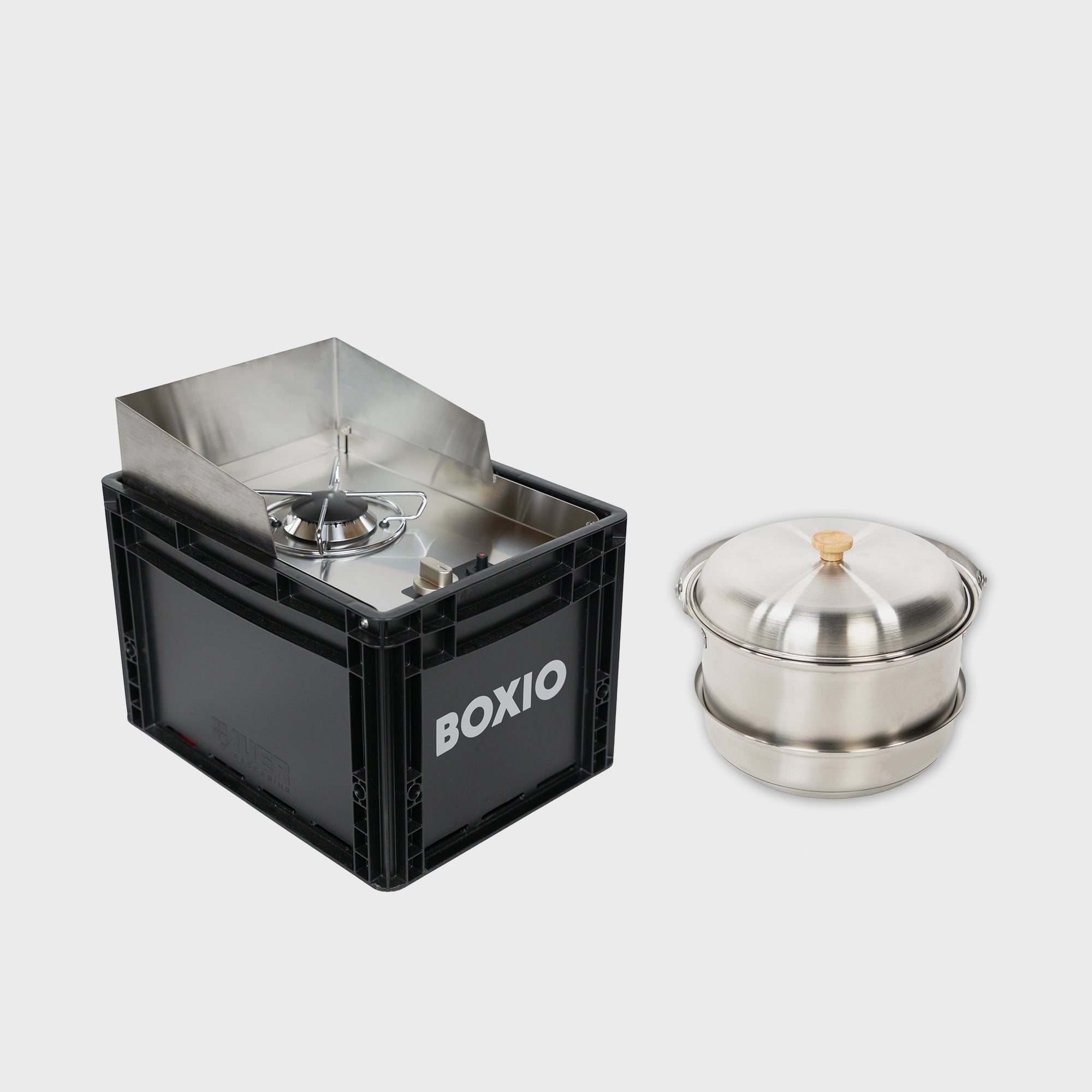 BOXIO COOK PLUS | Cucina mobile a gas con set di pentole