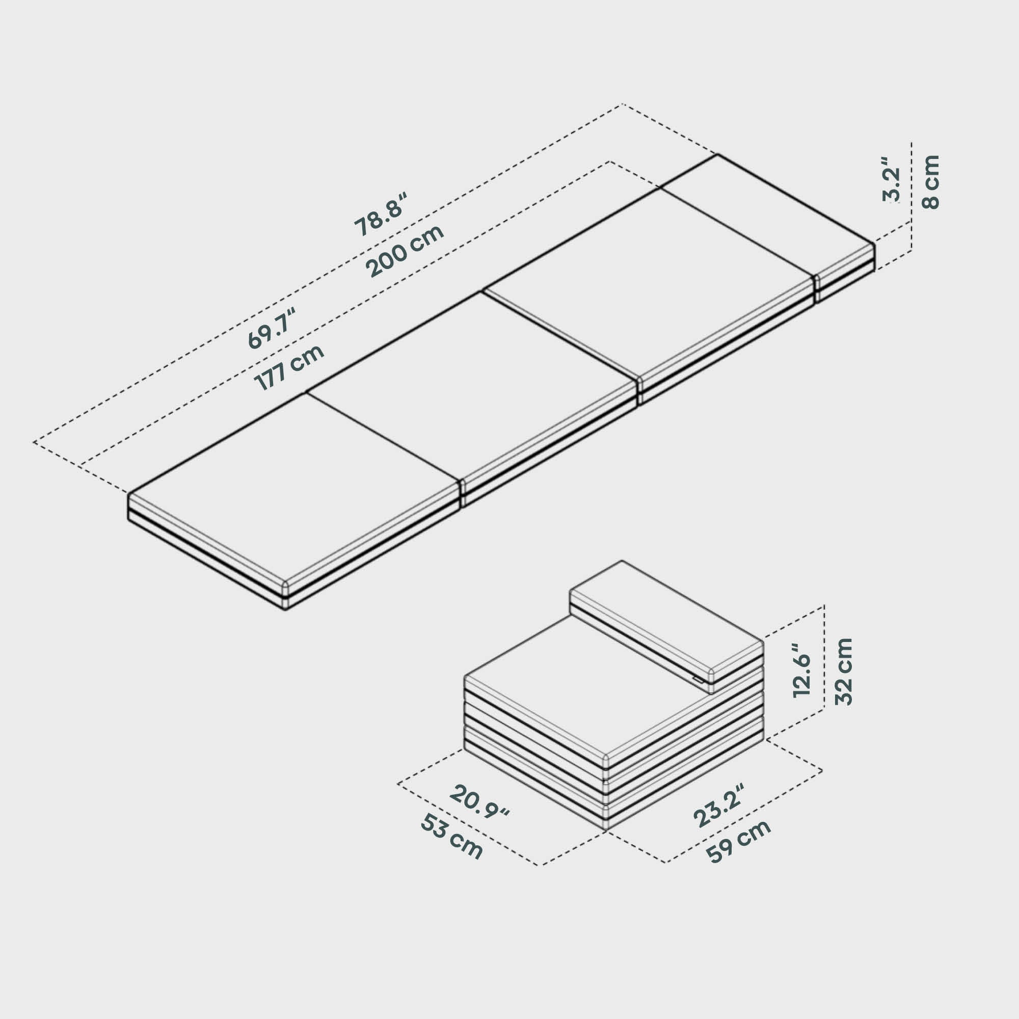 BOXIO SLEEP  53 x 200 cm I Folding mattress for the RACK